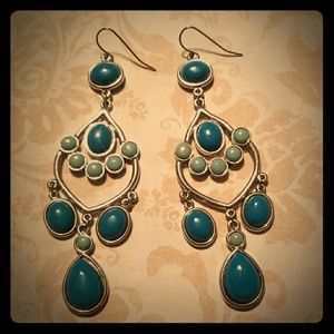 Teal drop earrings